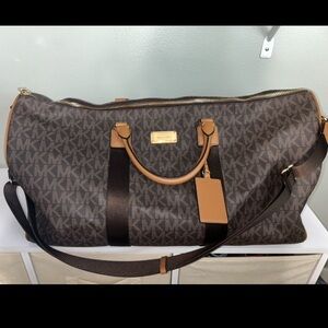Brown Michael Kors Logo Weekender Bag